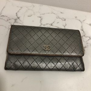 Chanel Silver Leather Wallet